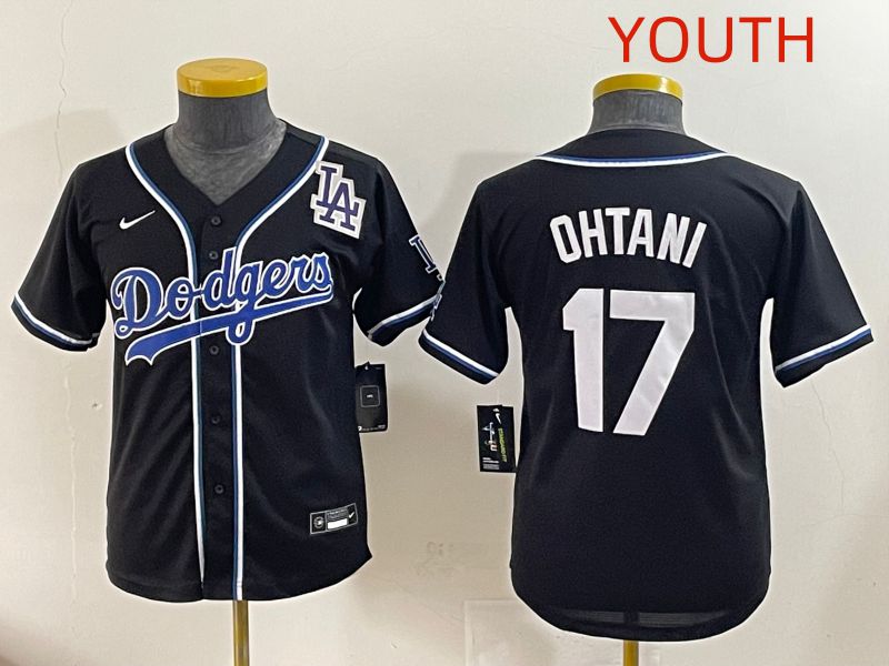 Youth 2025 Los Angeles Dodgers 17 Ohtani Black Three generations Fashion Nike MLB Jersey style 11
